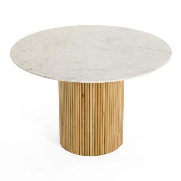 Modrest Cambridge White Marble & Mango Round Dining Table Model VGEDRID112011-RNDDT