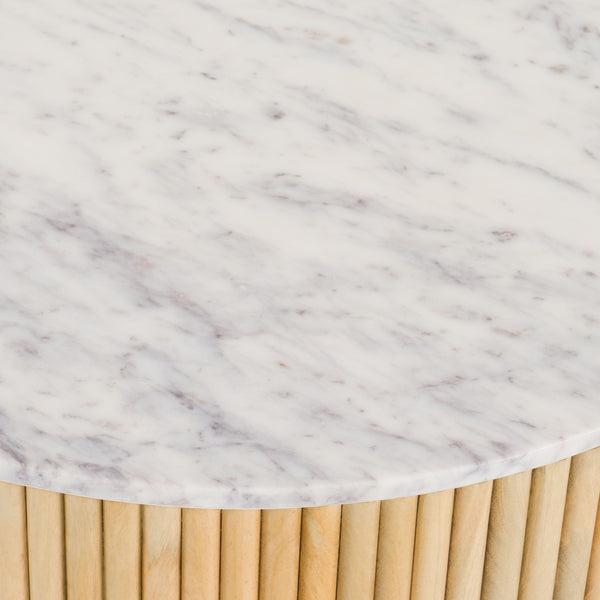 Modrest Cambridge White Marble & Mango Round Coffee Table Model VGEDRID108008-CT