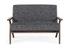 Candea Mid-Century Walnut and Grey Compact Loveseat