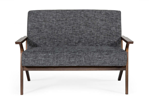 Candea Mid-Century Walnut and Grey Compact Loveseat