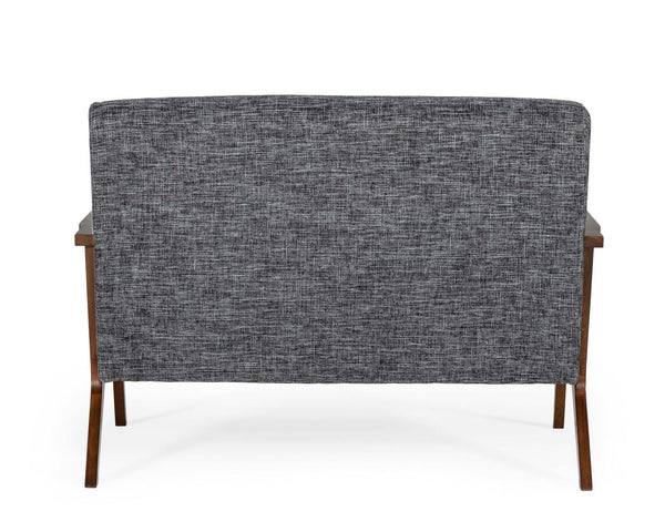 Candea Mid-Century Walnut and Grey Compact Loveseat