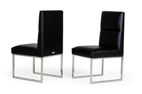 A&X Carla Modern Black Leatherette Dining Chair (Set Of 2) Model VGUNAC022-BLK-DC