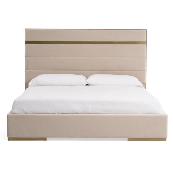 Modrest Cartier Modern Beige Velvet & Brushed Brass 4 Piece Bedroom Set Model VGVCBD-A-002-BGE-BED-4PC-SET