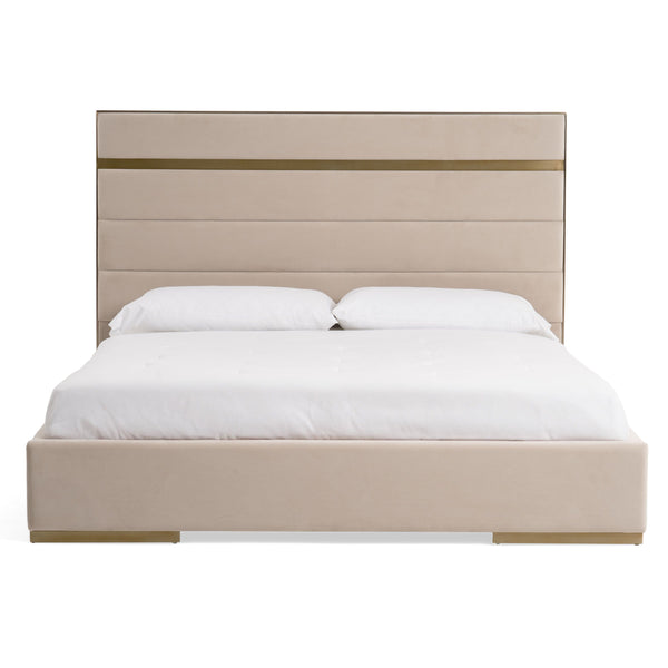 Modrest Cartier Modern Beige Velvet And Brushed Brass Ck Bed Model VGVC-BDAD02-BGE-BB-BED-CK