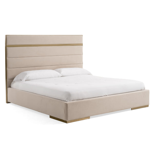 Modrest Cartier Modern Beige Velvet & Brushed Brass 4 Piece Bedroom Set Model VGVCBD-A-002-BGE-BED-4PC-SET