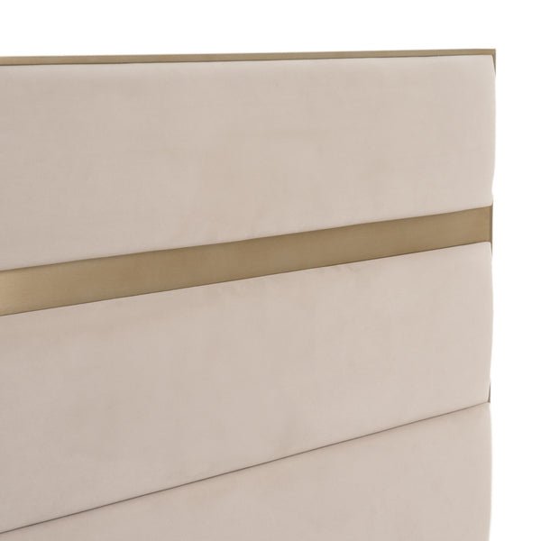 Modrest Cartier Modern Beige Velvet & Brushed Brass 4 Piece Bedroom Set Model VGVCBD-A-002-BGE-BED-4PC-SET