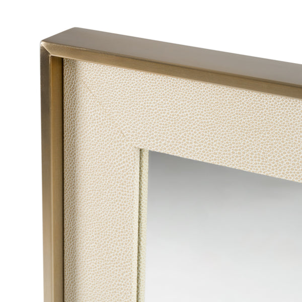 Cartier Modern Beige Shagreen & Brushed Brass Mirror