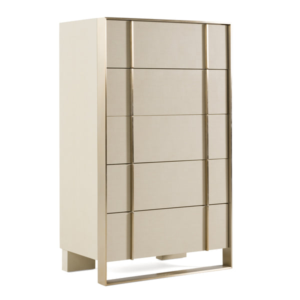 Nova Domus Cartier Modern Beige Shagreen And Brushed Brass Chest Model VGVC-J-A002-CH
