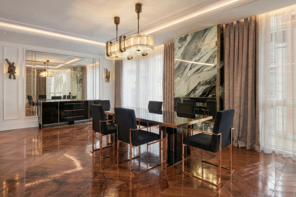 Cartier Modern Black & Rosegold Dining Table