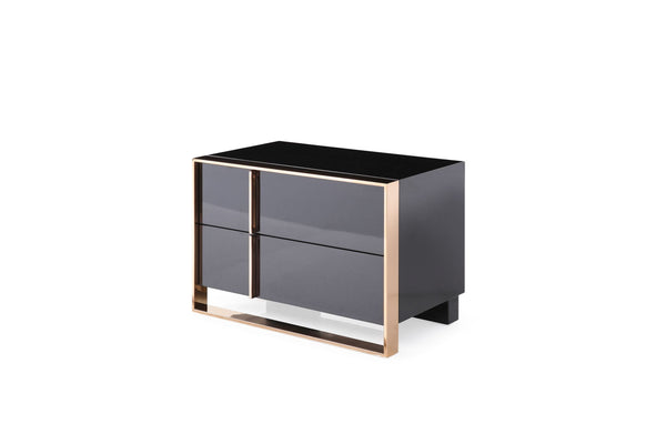 Nova Domus Cartier Eastern King Modern Black & Rose Gold Bed With Nightstands Model VGVCBD-A002-BLK-BED-2NS-SET-EK