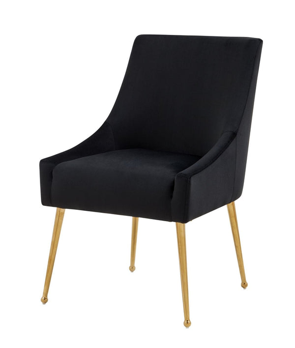 Modrest Castana Modern Black Velvet & Gold Dining Chair (Set Of 2) Model VGRHRHS-DC-101-BLK