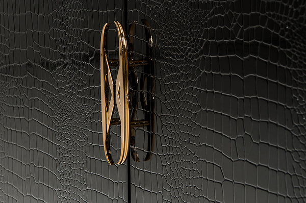 Talin Modern Black Crocodile & Rosegold Buffet