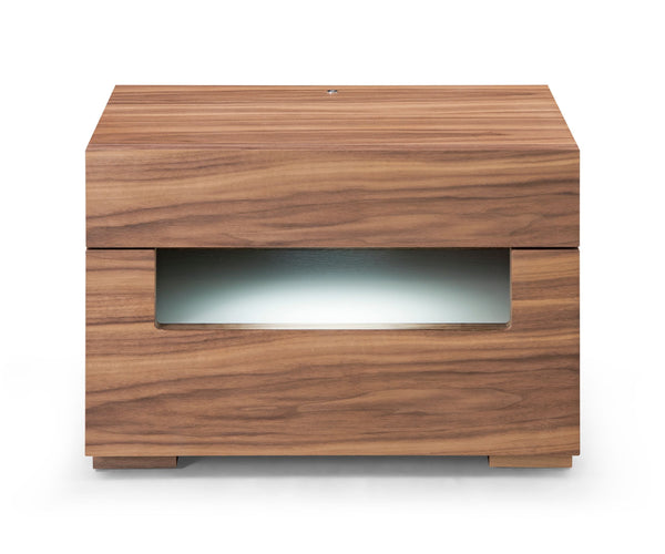 Modrest Ceres Contemporary Led Walnut Nightstand Model VGWCCG05-WAL-NS