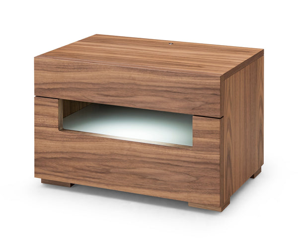 Ceres Contemporary LED Walnut Nightstand