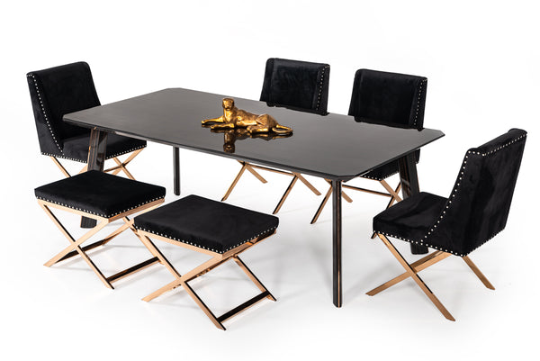 Chadwick Modern Ebony & Rosegold Dining Table