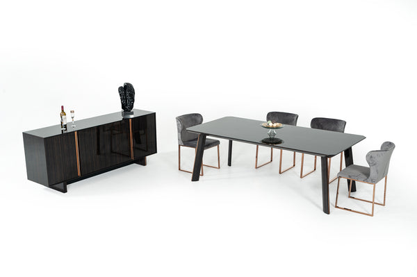 Modrest Chadwick Modern Ebony & Rosegold Dining Table Model VGHB297T3-EBN