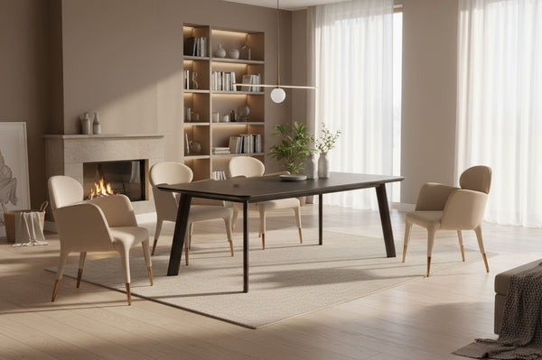 Chadwick Modern Ebony & Rosegold Dining Table