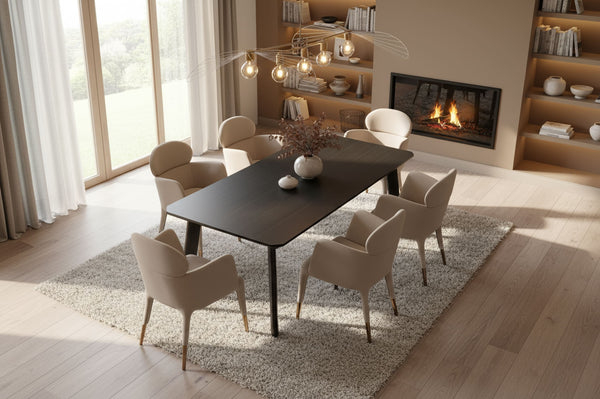 Chadwick Modern Ebony & Rosegold Dining Table