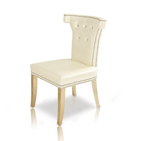 A&X Beatrice White Leather Dining Chair Model VGUNAC043