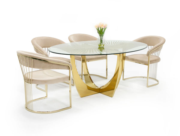 Chambers Glass & Gold Dining Table