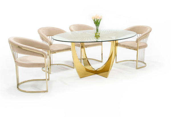 Modrest Chambers Glass & Gold Dining Table Model VGGM-DT-DOLORES-DT
