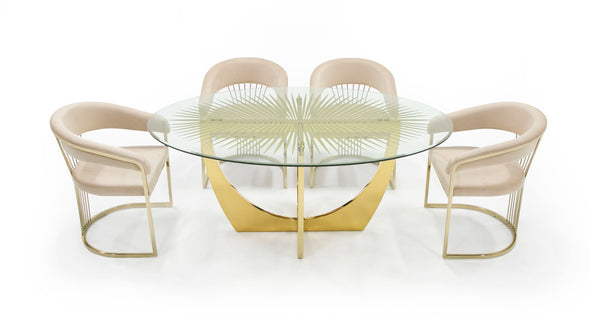 Chambers Glass & Gold Dining Table