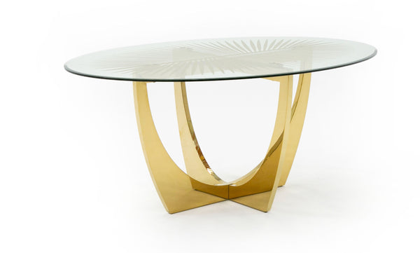 Modrest Chambers Glass & Gold Dining Table Model VGGM-DT-DOLORES-DT