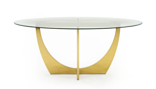 Modrest Chambers Glass & Gold Dining Table Model VGGM-DT-DOLORES-DT