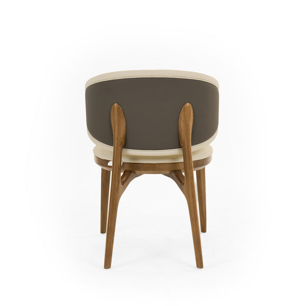 Modrest Chance Contemporary Cream And Brown Leatherette Walnut Dining Chair Model VGCS-CH21045-DC