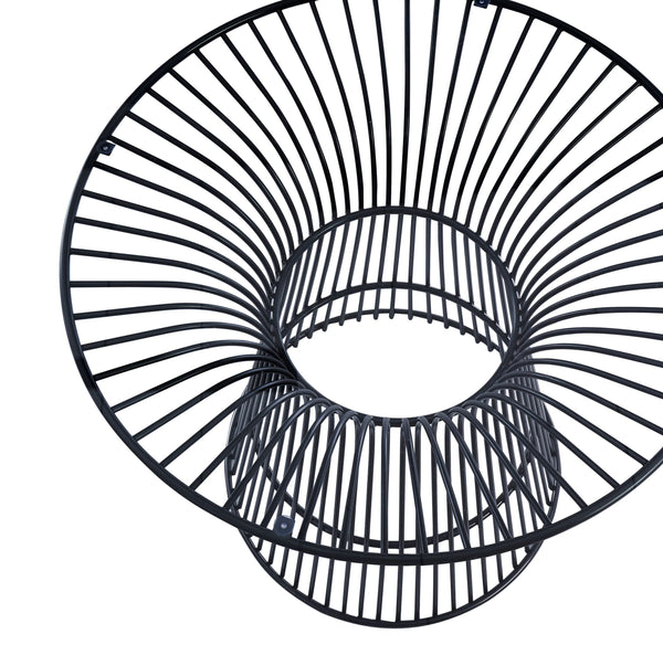 Modrest Chandler Modern Round Glass & Black Stainless Steel Dining Table Model VGZAT007-1-BLK-DT