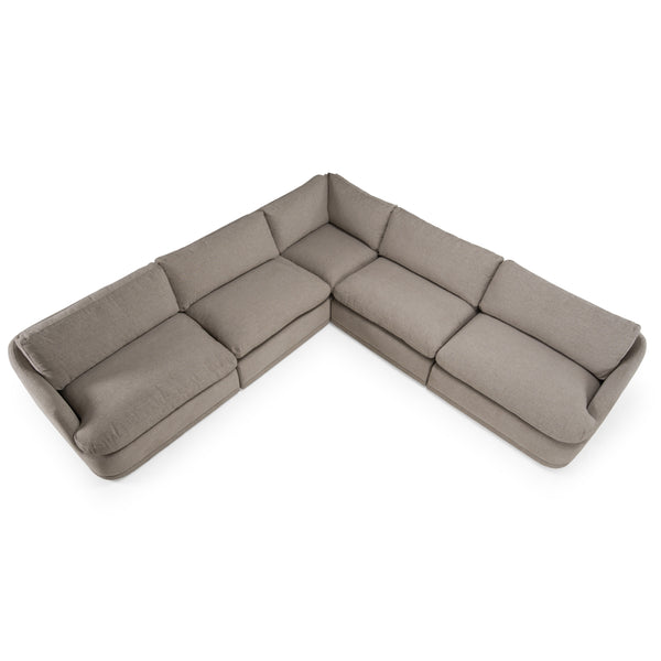 Chantry Modern Grey Sand Fabric Sectional Sofa