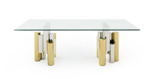Modrest Chariot Modern Glass And Silver Mix Gold Rectangular Dining Table Model VGZA-T413-GLD-DT