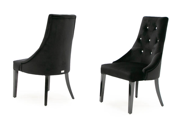A&X Charlotte Black Velour Dining Chair (Set Of 2) Model VGUNAA031