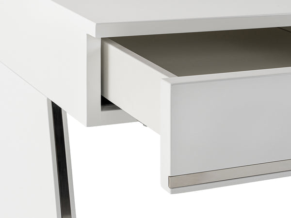 Chelsey- Modern White and Stainless Steel Desk