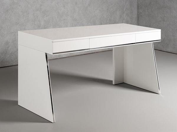 Chelsey- Modern White and Stainless Steel Desk