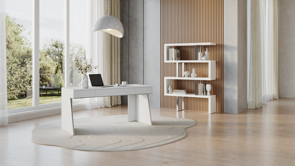 Chelsey- Modern White and Stainless Steel Desk