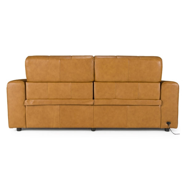 Chevak Modern Brown Leather Sofa w/ 2 Recliners