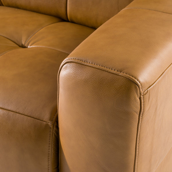 Chevak Modern Brown Leather Sofa w/ 2 Recliners