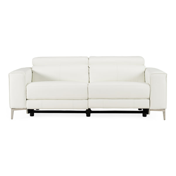 Chignik Modern White Leather Sofa w/ 2 Recliners