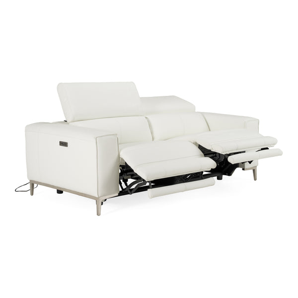 Chignik Modern White Leather Sofa w/ 2 Recliners
