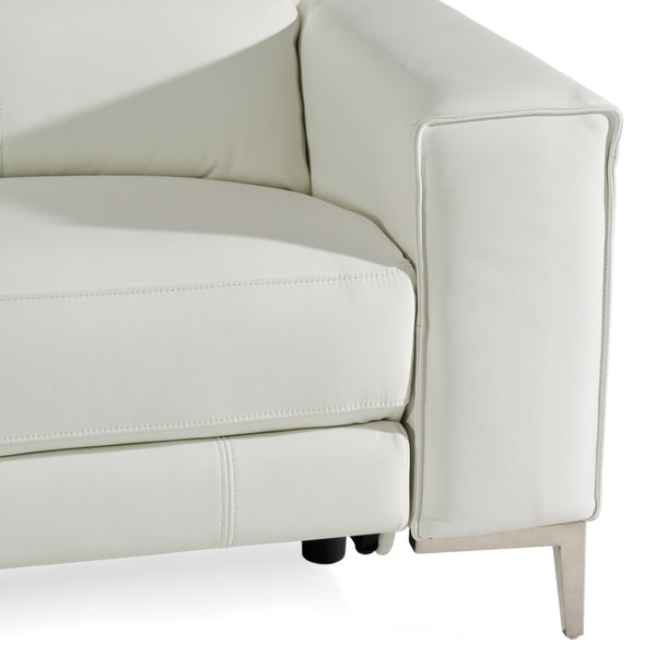 Chignik Modern White Leather Sofa w/ 2 Recliners