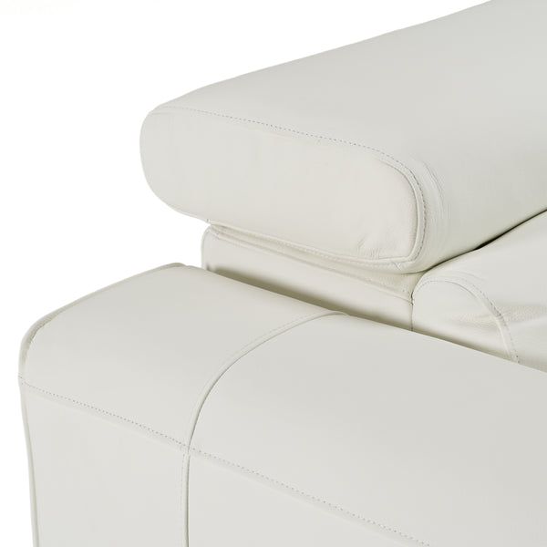 Chignik Modern White Leather Sofa w/ 2 Recliners