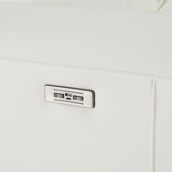 Chignik Modern White Leather Sofa w/ 2 Recliners