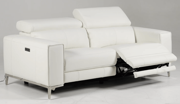 Chignik Modern White Leather Sofa w/ 2 Recliners