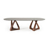 Modrest Christy Mid Century Modern Grey Glass & Walnut Oval Dining Table Model VGRY-RY-1101