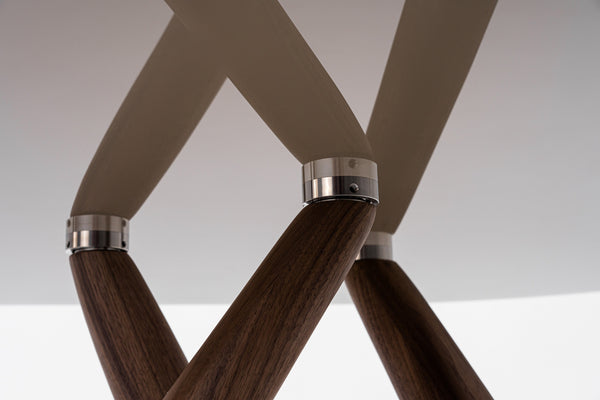 Modrest Christy Mid Century Modern Grey Glass & Walnut Oval Dining Table Model VGIP-DT64-280