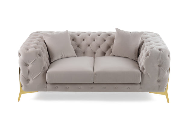 Divani Casa Clarice Transitional Light Beige Velvet Loveseat Model VGAH-SF1013-2-BGE