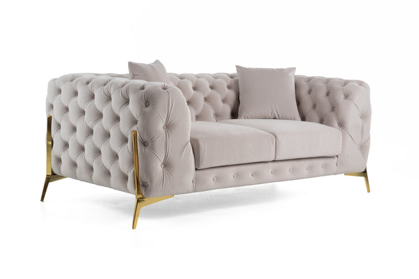 Divani Casa Clarice Transitional Light Beige Velvet Loveseat Model VGAH-SF1013-2-BGE