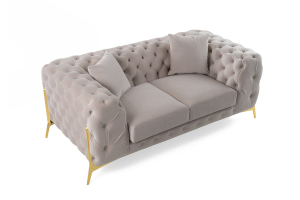 Divani Casa Clarice Transitional Light Beige Velvet Loveseat Model VGAH-SF1013-2-BGE