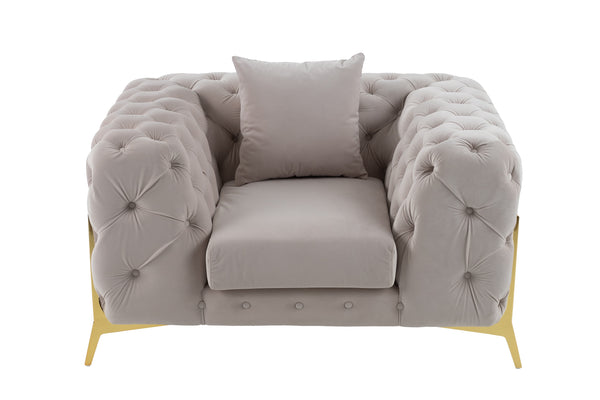 Divani Casa Clarice Transitional Light Beige Velvet Chair Model VGAH-SF1013-1-BGE